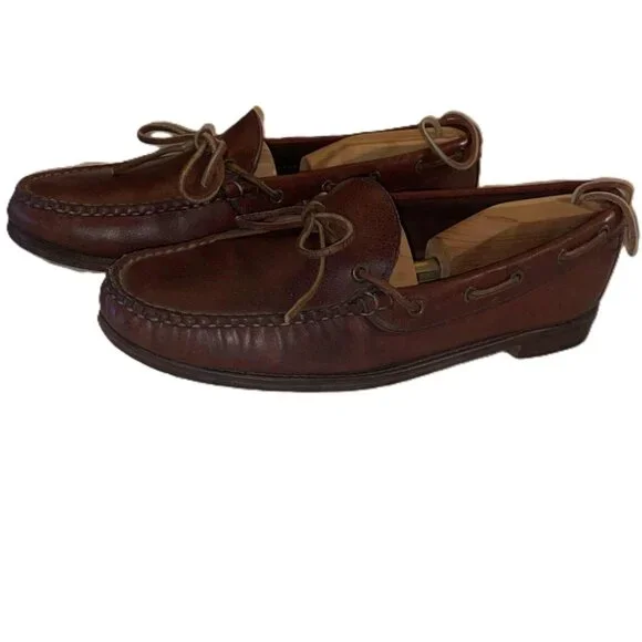 Ralph Lauren Men's Brown Leather Loafers Size 9.5D Dress Shoes Leather Sole - Picture 4 of 6